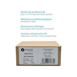 Polymaker - Matte PLA for Production - Blanc (White) - 1,75 mm - 2,5 kg