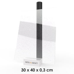 MissKraft - Plexiglass PMMA Acrylique -  Transparent Pailleté Intense - 30 x 40 cm - Ép. 3 mm