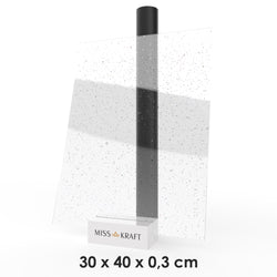 MissKraft - Plexiglass PMMA Acrylique -  Transparent Pailleté Multicolore - 30 x 40 cm - Ép. 3 mm