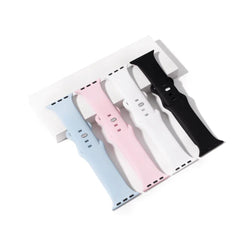 xTool - 4 Bracelets Apple Watch - Arc en ciel Noir/Blanc/Rose/Bleu Clair - 38/40/41 mm