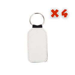 Craft Express - Sublimation - 4 Porte-clés en Similicuir - Blanc