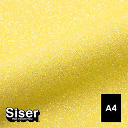 Siser - Glitter Flex - Feuille A4 Thermocollant - (G0003) Jaune Citron Pailleté - 20 x 30 cm