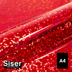 Siser - Holographic Flex - Feuille A4 Thermocollant - (H0007) Rouge - 20 x 30 cm
