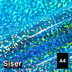 Siser - Holographic Flex - Feuille A4 Thermocollant - (H0011) Bleu Aqua - 20 x 30 cm