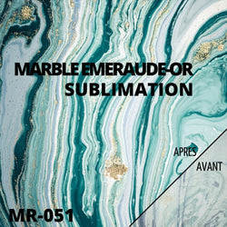 Sublimation - Feuille Transfert - Marbre Emeraude -Or - 30x30 cm