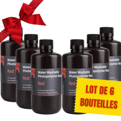 Pack ELEGOO - 6x Résine Water Washable - Rouge (Red) - 1 kg