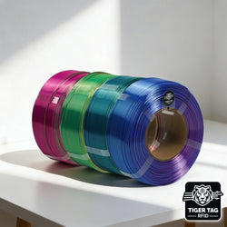 R3D - Tri-Silk color - Bleu/Vert/Orange (Blue/Green/Orange) - 1,75 mm - 1 kg Refill avec RFID TigerTag