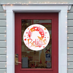 TeckWrapCraft - Diagonal Rainbow Stripes Vinyle Adhésif Rose & Orange exmple sur porte de magasin