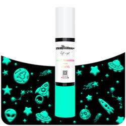 TeckWrapCraft - Puff HTV Thermocollant Glow in the Dark - Vert Clair - 25 cm x 1,5 m