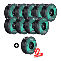 eSun Pack PLA+ Noir (Black) 9 bobines + 1 OFFERTE